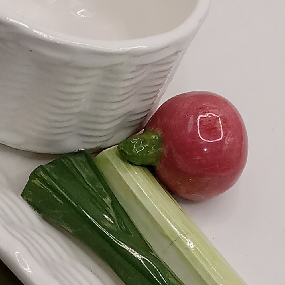 BRIGGS POTTERY Sculpted Vegetable Serving Platter Dip Cup Signed 12" Charcuterie - Picture 8 of 15